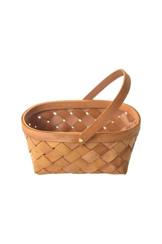 Xiaaokeji Saklama Sepeti Saplı Ahşap Saklama Sepeti Saklama Kabı Kahverengi