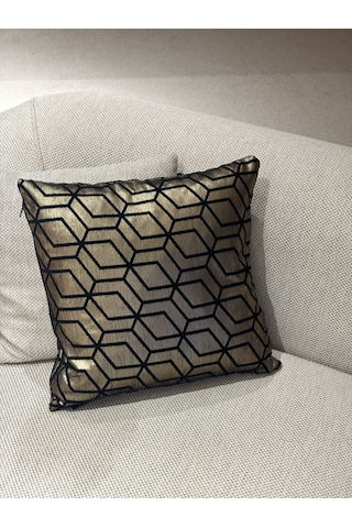 Framgan Altın Geometrik Desenli Dekoratif Kırlent Lüks Dokulu Modern Tasarım Altın