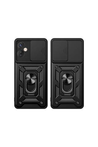 Jenerik İnfinix Hot 30 4g Kılıf Pars Lens Yüzüklü Silikon - Gümüş