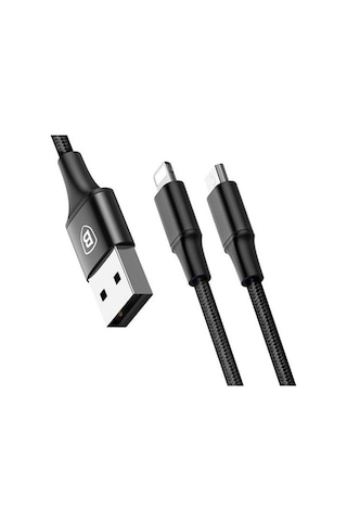 Baseus Rapid Series 2In1 Apple iPhone Uyumlu+ Micro Usb 3.0A Usb Kablo Şarj 1
