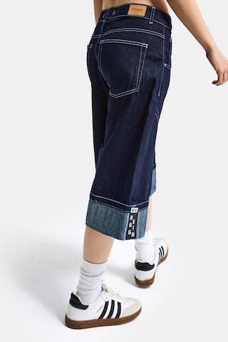 it's basic Kadın İndigo Selvedge 7s6-50 Baggy Fit Maxi Boy Özel Tasarım Denim Bermuda Şort