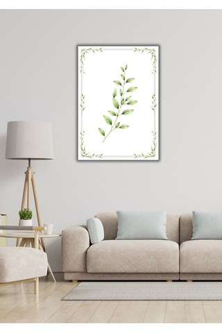 İllüstratif Dekoratif Çerçeve, Yeşil Yaprak Desenli, Modern Tasarım