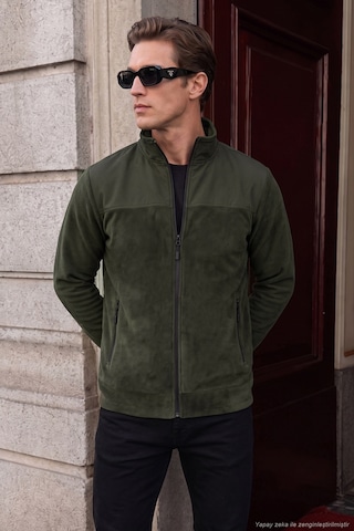 Buratti Regular Fit Garnili Dik Yaka Sıcak Tutan Polar Mont Erkek Polar Mont 59060443 Haki