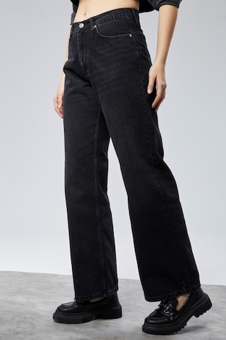 Cedy Denim Cedy Denım Yüksek Kalite Kadın Palazzo Yüksek Bel Cotton Jean Pantolon Siyah