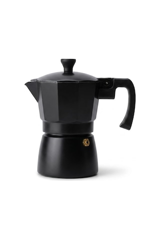 Deconox Siyah Moka Pot 3 Fincanlık, 180 Ml Alüminyum Espresso Dem
