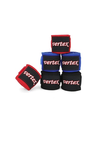 Vertex Kırmızı Mavi Siyah 3'lü Takım Likralı Boks Bandajı Çok Renkli