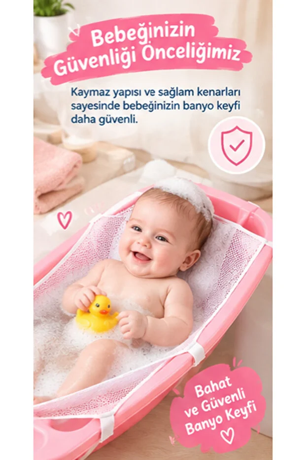 2 Li Bebek Küvet Filesi Ve Banyo Süngeri Seti