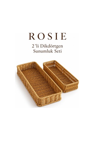 Rosıe 2 Li Dikdörtgen Hasır Görünümlü Sunumluk Karışık