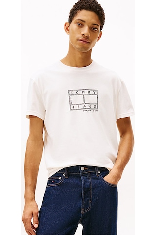 Tommy Jeans Erkek T Shirt Dm0dm22317 Ybh Beyaz Beyaz