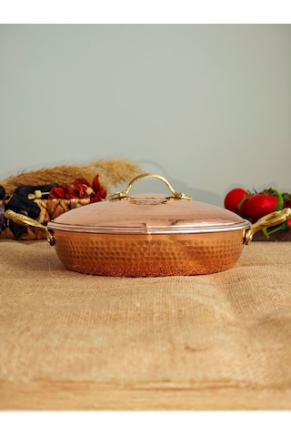Modabakır Bakır Kapaklı Tava 22 Cm Model:5556897 Bakır