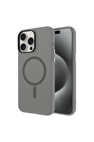 Apple Uyumlu iPhone 15 Pro Kılıf Zore Magsafe Şarj Özellikli Buzlu Transparan C-pro Sert Kapak