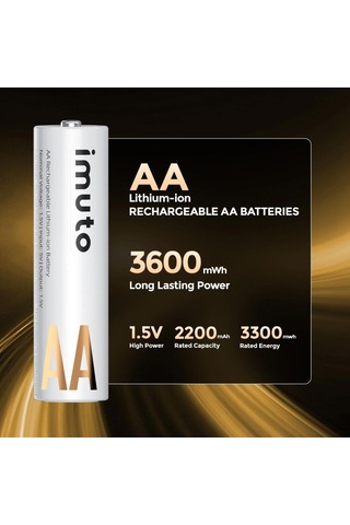 Imuto 3600mwh Aa Şarj Edilebilir Lityum Pil 4 Lü Paket