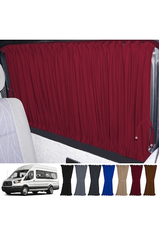 Pandami Ford Transit T18 7.nesil 2014-2023 Uyumlu Bordo Raylı Oto Perde Takımı