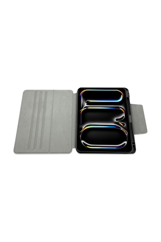 Apple Uyumlu iPad  Air 13 2024 Pu Ayrılabilir Kalem Bölmeli Standlı Kılıf Raptic Spin Detachable Folio Siyah