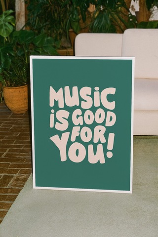 Music İs Good For You Dekoratif Tasarım Poster Tablo Beyaz Çerçeveli