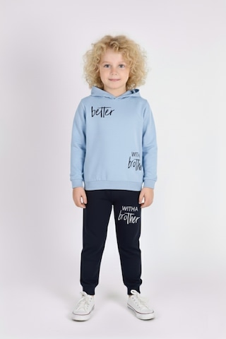 Mnk Baby & Kids Baskılı Erkek Kapüşonlu Çocuk Eşofman Mnk0627 Mavi