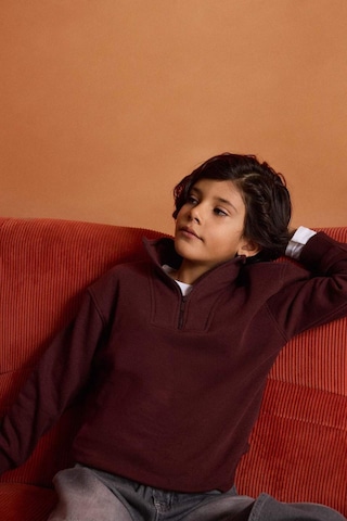 Defacto Erkek Çocuk Yarım Fermuarlı İçi Yumuşak Tüylü Sweatshirt G5547a825cwbr230 Bordo-br230