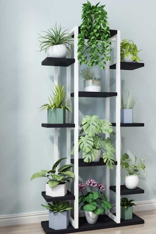 Mion Metal/ahşap Saksılık&çiçeklik Siyah Beyaz Diğer