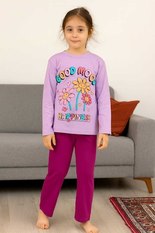 Kız Çocuk Pijama Takımı %100 Pamuk Çok Renkli