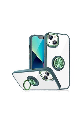 İphone Uyumlu 15 Ring Kickstand Koruyucu Telefon Kılıfı Şeffaf Akrilik+tpu Elektrokaplama Kapak