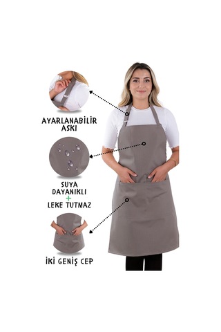 2 Adet Simple Ayarlanabilir Askılı Mutfak Önlüğü Antrasit