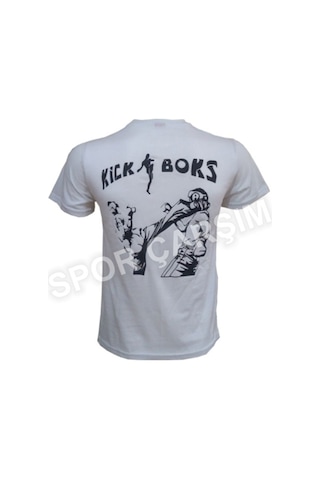 Spor_Carsim Kickboks Tişörtü,Likralı Penye Kumaş Beyaz S,M,L,Xl