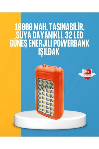 Çift Usb Çıkışlı Güneş Enerjili Aydınlatmalı Powerbank Çok Renkli