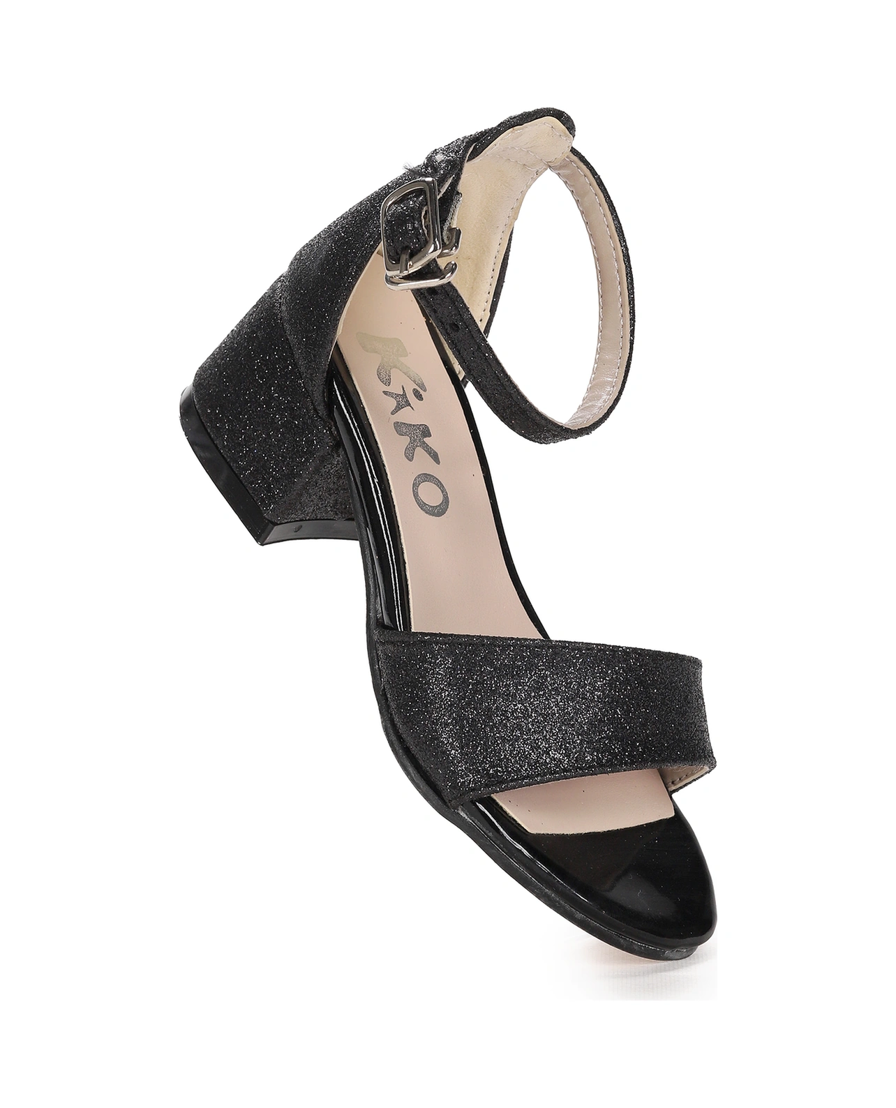 Kiko Kids Alexa Günlük Kız Çocuk 4 Cm Topuklu Sandalet Abiye Ayakkabı Siyah Siyah
