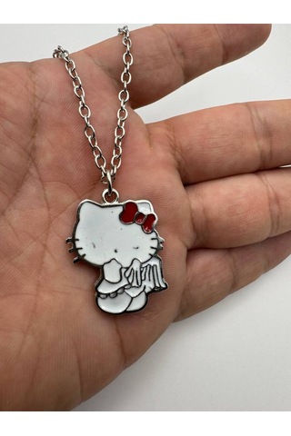 Klasik Hello Kitty Figürlü Kolye 60 Cm Zincirli Sevimli Sanrio Takı Çok renkli
