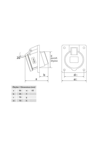 Bemis Cee Norm 5x16a 380v Ip44 45 Derece Eğik Makina Prizi