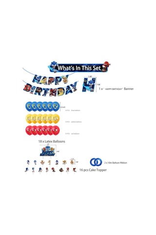 Remake Sonic Doğum Günü Temalı Parti Dekorasyonu Çizgi Film Sürükleme Bayrağı Ekleme Balon Seti D Hy Diğer