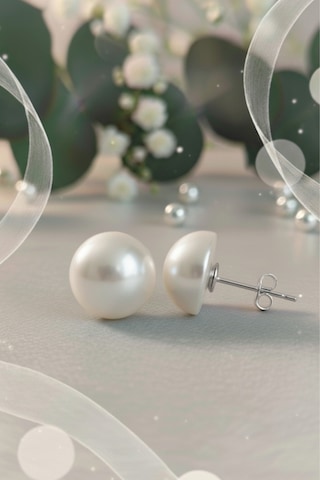 12 Mm Büyük İnci Küpe 925 Ayar Gümüş, Günlük Ve Özel Gün Kullanımı, Gelin & Abiye Küpe Gold - Gümüş