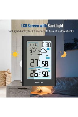 Lemestar Ev İç/disı Sıcaklık Nem Ölçer Kablosuz Hava Durumu İstasyonu Lcd Büyük Ekran Hava Tahmini Elektronik Alarm Saat