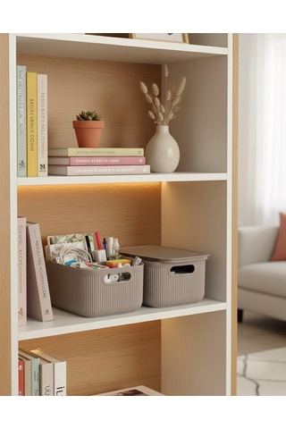 Okyanus Home Linea Smart Box Vizon 2,4 Lt 2 Adet Kapaklı Çok Amaçlı Saklama Kutusu Kahverengi