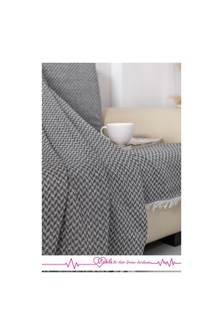 Klasik Pamuklu Koltuk Örtüsü 160x200 Cm Okucu Desen Koltuk Örtüsü Antrasit