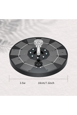 Honeybeeshop 3.5 Watt Renkli Led Işıklı Güneş Enerjili Çeşme Pompası Kuş Banyoları Bahçe Göletleri Ve Havuzlar İçin Lityum Pilli Kolay Kurulum