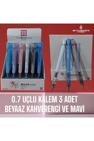 0.7 Mm Versatil Uçlu Kalem 3 Adet Tm-2620 Salladıkça Uç Çıkan Model Mavi