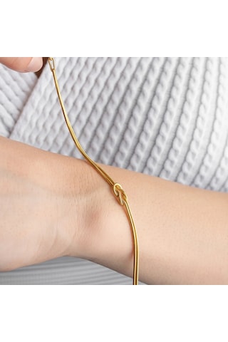 Vaoov 925 Ayar Gümüş Aşk Düğümü Çift Bilekliği Altın - Gümüş