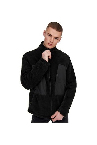 Only Onsvillads Sherpa Mix Jacket Otw Erkek Polar Ceket 22022512-BLACK Siyah