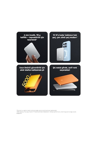 Xiaomi UltraThin Magnetic Power Bank 5000 15W Turuncu