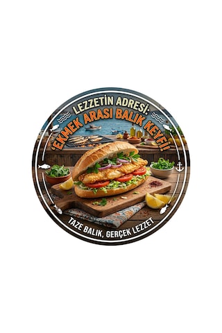 Balık Ekmek Temalı Balık Restoranları Balıkçılar İçin Ahşap Duvar Kapı Dekoratif Süs Tablo 2