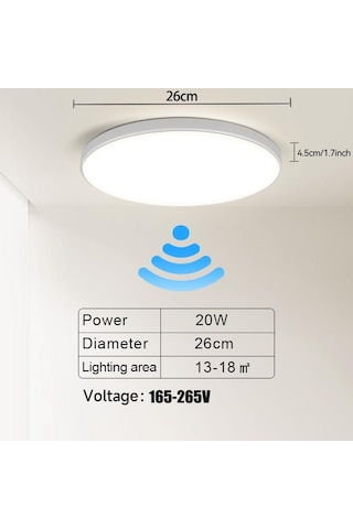 Led Radar Algılama Tavan Lambası Akıllı Panel Işıkları Hareket Sensörü Lamba Koridorlar Koridor Koridor Merdivenler Ev Tavan Işık 20w
