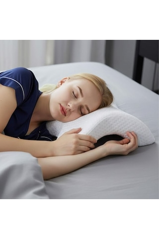 Buffer % 100 Visco Kavisli Ortopedik Yıkanabilir Kumaş Kılıflı Bel Boyun Bacak Ağrıları İçin Yastık Siyah