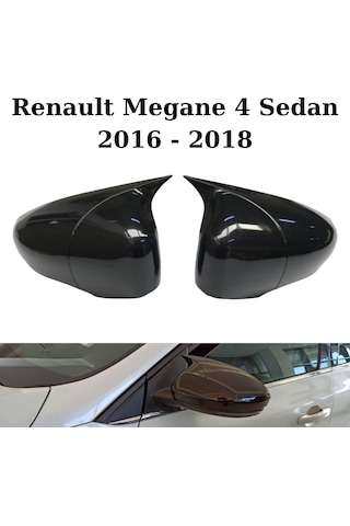 Renault Megane 4 Sedan 2016 2017 2018 Uyumlu Araca Özel Yarasa Batman Piano Black Ayna Kapağı Takımı