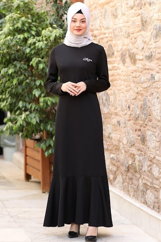 Azra Tesettür Elbise Siyah Siyah