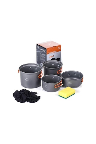 Naturehike 4In1 Kamp Yemek Pişirme Seti Gri