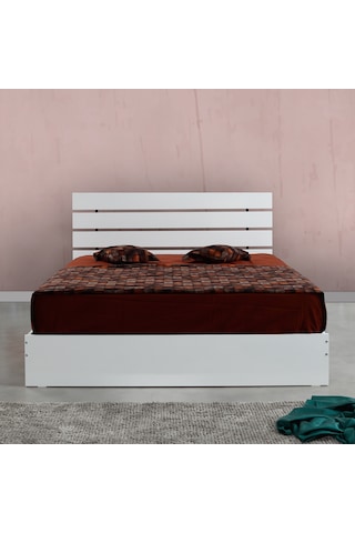 Pasifichome Huga Çift Kişilik Beyaz Karyola 160Cm /160X200 Başlıklı Karyola