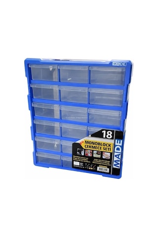 Proalet Monoblock Çekmece Seti 18'li, Büyük Boy, 38,1x15,7x47,5 Cm, Vida, Hobi, Parça Saklama Kutusu, Atölye, Büro Diğer