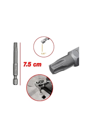 Merttools Manyetik Torx T30 Bits Uç Seti 10 Adet 75 Mm