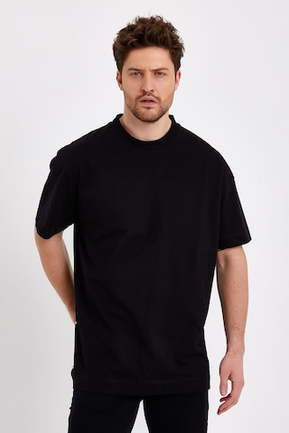 JAHR MARC Yanları Lastikli Oversize Siyah Erkek T-shirt - M Siyah